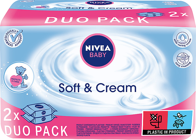 Chusteczki pielęgnacyjne dla dzieci Duo Pack 2x63 szt - NIVEA BABY Soft & Cream — Zdjęcie N1