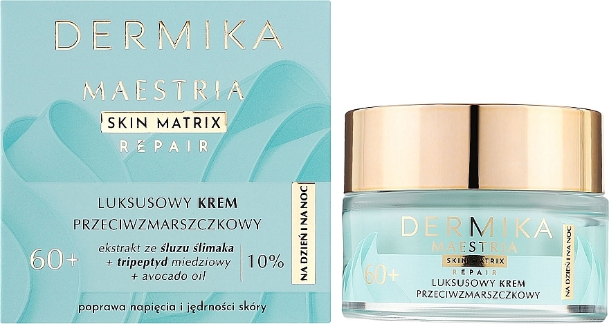 Luksusowy krem przeciwzmarszczkowy 60+ na dzień i na noc dla skóry dojrzałej, w tym wrażliwej - Dermika Maestria Skin Matrix — Zdjęcie N2