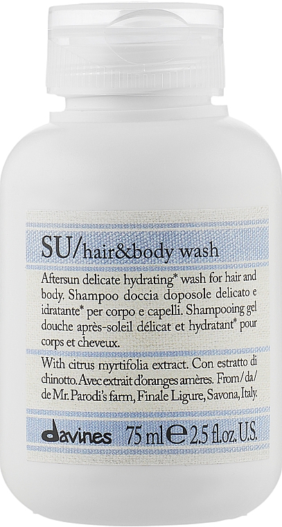 Nawilżający żel po opalaniu do mycia twarzy i ciała - Davines SU Hair & Body Wash — Zdjęcie N1
