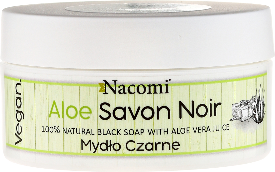 100% naturalne mydło czarne z sokiem z aloesu - Nacomi Vegan Aloe Savon Noir — Zdjęcie N1