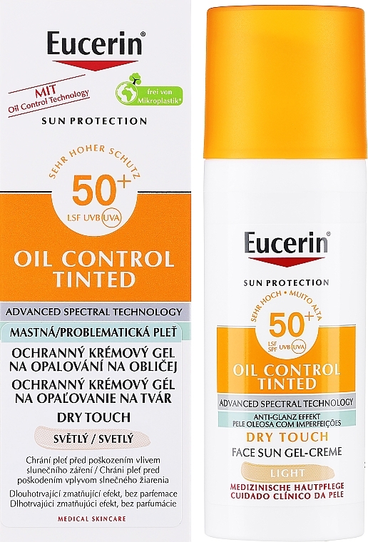 Żel-krem tonujący do twarzy - Eucerin Oil Control Dry Touch Tinted Sun Gel-Cream Light SPF50+ — Zdjęcie N2