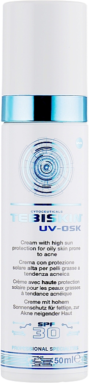 Ochrona przeciwsłoneczna dla skóry tłustej i problematycznej - Tebiskin UV-Osk Cream SPF 30+ — Zdjęcie N2