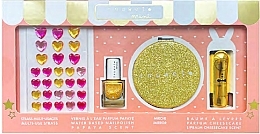 Zestaw - Inuwet Mini Coffret Glitter Girl Gold (lip/balm/3.5g + nail/polish/5ml + mirror/1pc + strass/1pc) — Zdjęcie N1