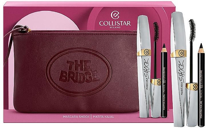 Zestaw - Collistar Cofanetto Mascara Shock Nero (mascara/8ml + eye/pencil/1.2g + pouch) — Zdjęcie N1