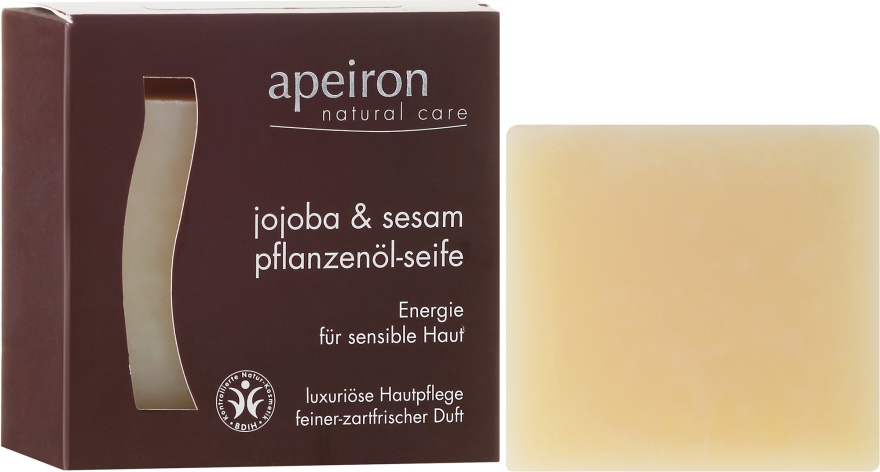 Naturalne mydło do skóry wrażliwej Jojoba i sezam - Apeiron Jojoba & Sesame Vegetable Oil Soap — Zdjęcie N1