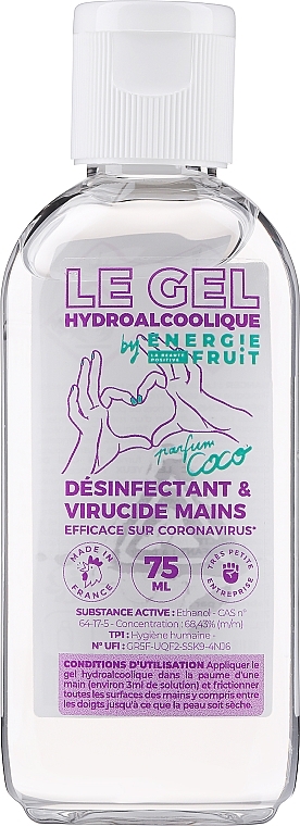 PRZECENA! Żel do dezynfekcji rąk - Energie Fruit Hydroalcoholic Gel Coco * — Zdjęcie N1