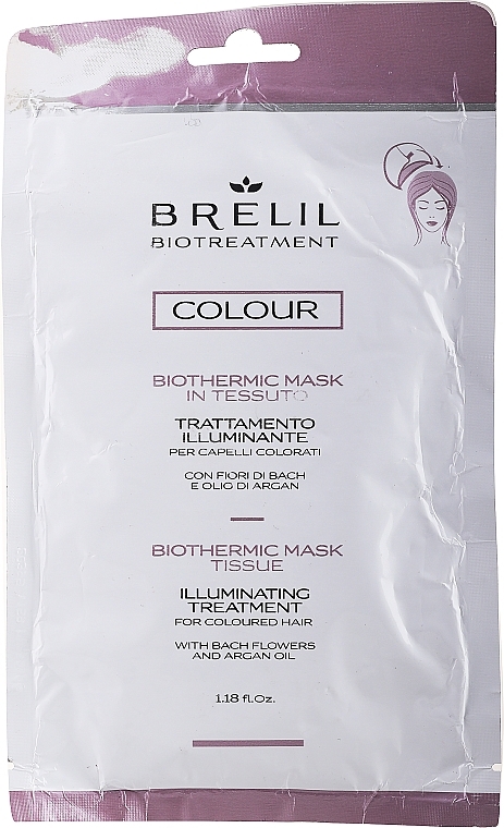 PRZECENA! Ekspresowa rozświetlająca maska w czepku do włosów farbowanych - Brelil Bio Treatment Colour Biothermic Mask Tissue Illuminating Treatment * — Zdjęcie N3