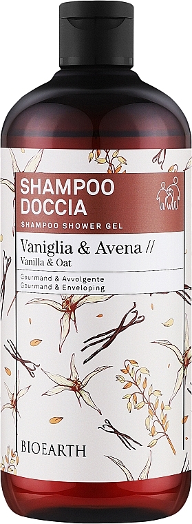 Szampon-żel pod prysznic Waniliowo-owsiany - Bioearth Family Vanilla & Oat Shampoo Shower Gel — Zdjęcie N2