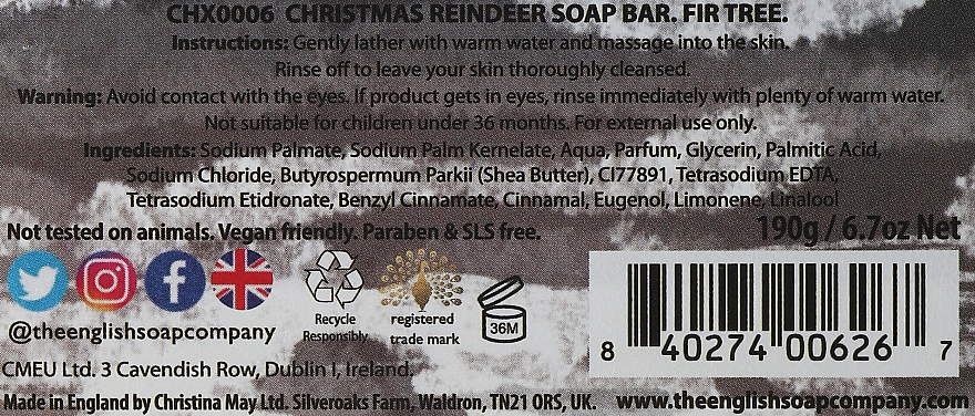 Świąteczne mydło w kostce - The English Soap Company Christmas Reindeer Soap — Zdjęcie N2