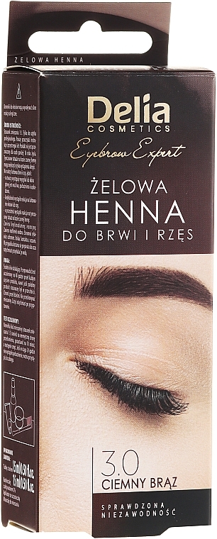 PRZECENA! Żelowa henna do brwi Ciemny brąz - Delia Eyebrow Tint * — Zdjęcie N1