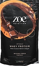 Suplement białka z kolagenem morskim, czekolada - Zoe Nutrition Whey Protein & Marine Collagen Belgian Chocolate — Zdjęcie N1