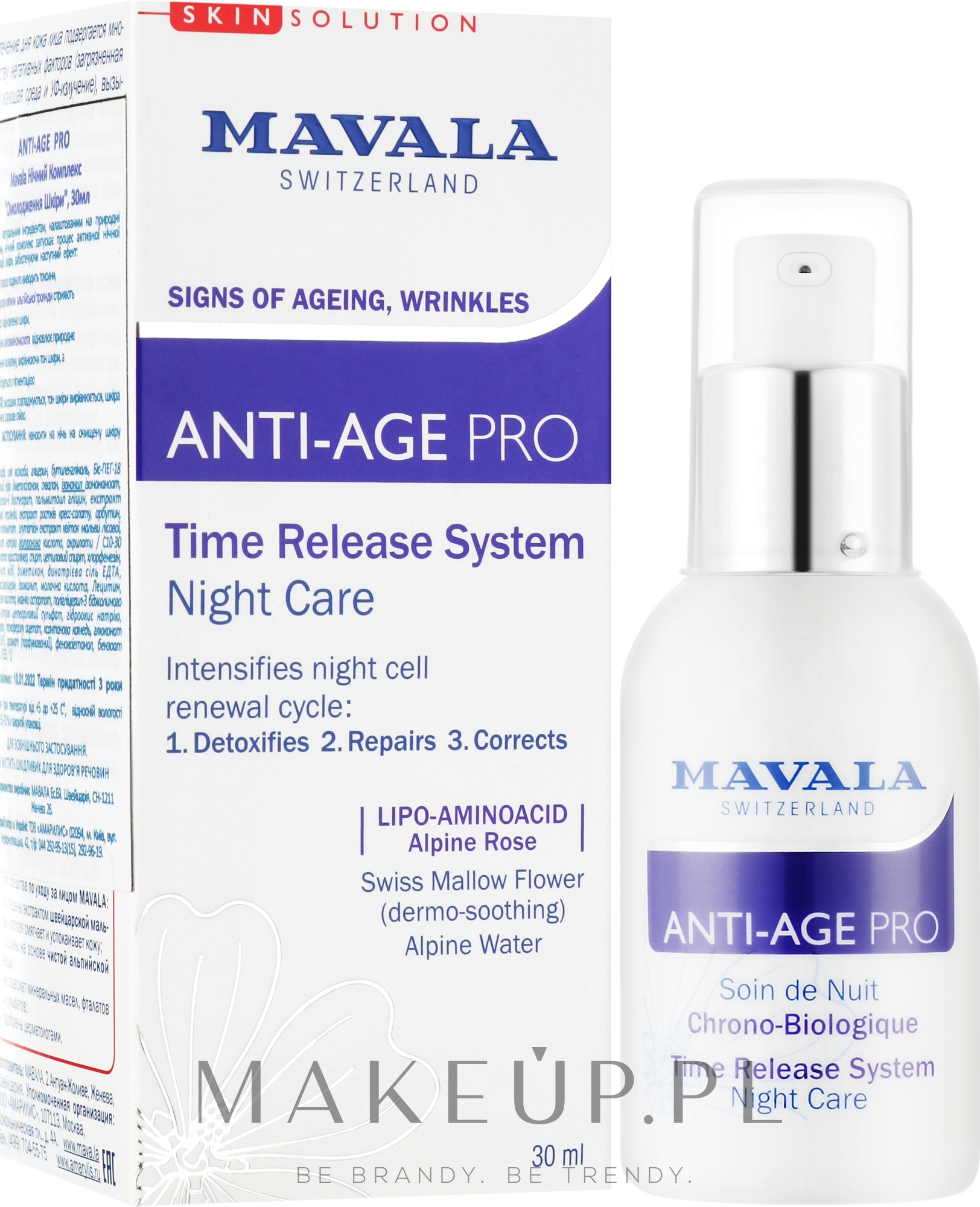 Kompleks na noc Odmładzanie skóry - Mavala Anti-Age PRO Time Release System Night Care — Zdjęcie 30 ml