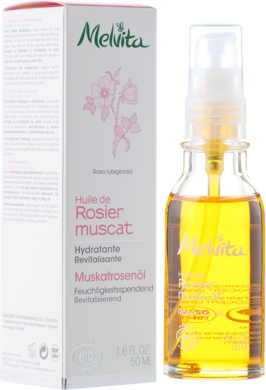 Rewitalizujący olejek nawilżający z olejem różanym do twarzy i ciała - Melvita Huiles de Beauté Rose Hip Oil — Zdjęcie N3
