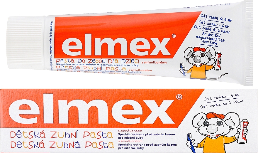 PRZECENA! Pasta do zębów dla dzieci 0-6 lat przeciw próchnicy z aminofluorkiem - Elmex Kids * — Zdjęcie N2