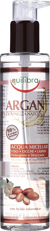 Arganowa woda micelarna - Equilibra Argan — Zdjęcie N1