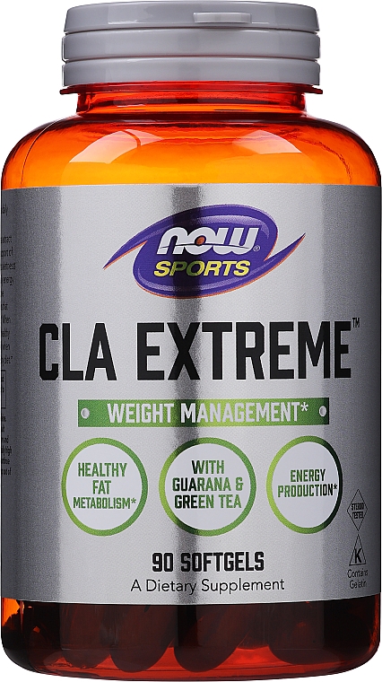 Sprzężony kwas linolowy w żelowych kapsułkach - Now Foods CLA Extreme With Guarana & Green Tea — Zdjęcie N1