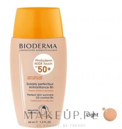 Krem do ochrony przeciwsłonecznej dla skóry tłustej i mieszanej - Bioderma Photoderm Nude Touch SPF50+ — Zdjęcie Light