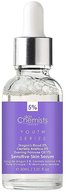 Serum do twarzy - Skin Chemists Youth Series Dragon's Blood 5%, Centella Asistica 3%, Evening Primrose Oil 1% Sensitive Skin Serum — Zdjęcie N2