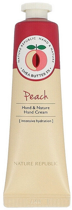 Nawilżający krem do rąk - Nature Republic Hand and Nature Hand Cream Peach — Zdjęcie N1