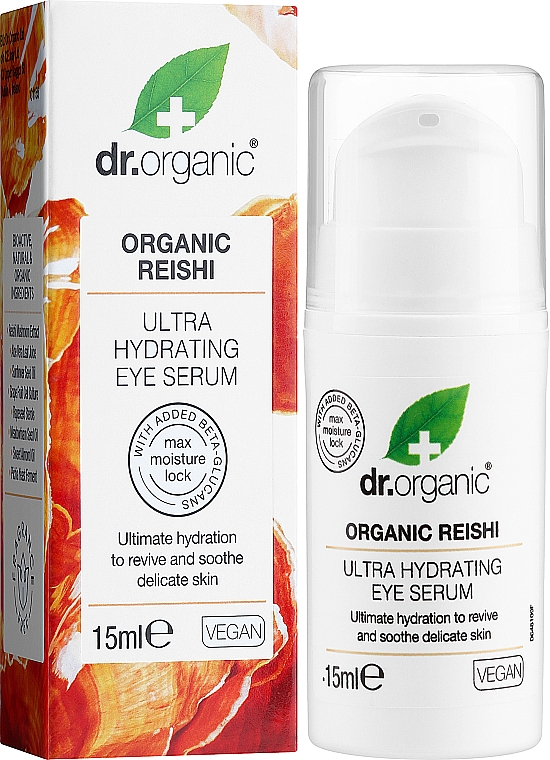 Organiczne ultra nawilżające serum pod oczy - Dr Organic Reishi Ultra Hydrating Eye Serum — Zdjęcie N2