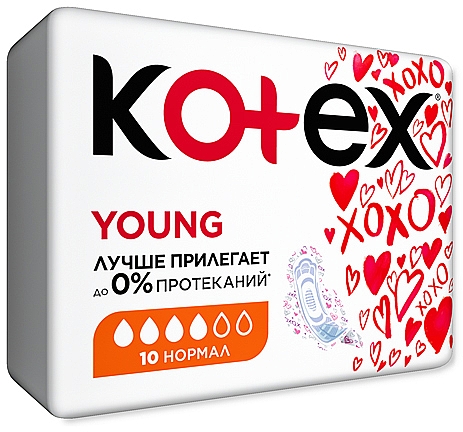 Podpaski, 10 szt. - Kotex Young Ultra Normal — Zdjęcie N2