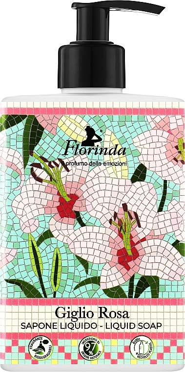 Mydło w płynie Różowa Lilia - Florinda Mosaici Italiani Liquid Soap — Zdjęcie N2