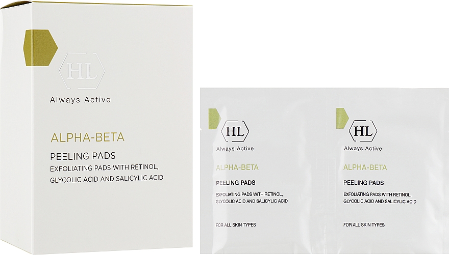 Złuszczające chusteczki oczyszczające do każdego rodzaju skóry - Holy Land Cosmetics Alpha-Beta & Retinol Peeling Pads — Zdjęcie N2