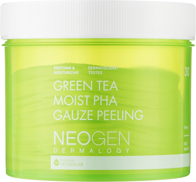 Płatki peelingujące z ekstraktem z zielonej herbaty - Neogen Dermalogy Green Tea Moist Pha Gauze Peeling — Zdjęcie N1