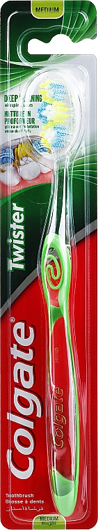 Zielona szczoteczka do zębów, średnia twardość - Colgate Twister Medium Toothbrush — Zdjęcie N1