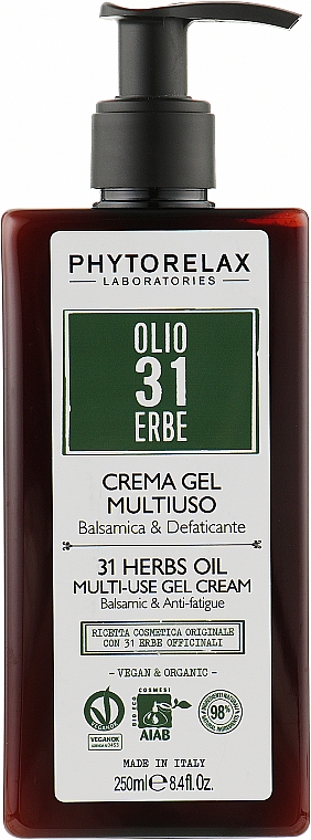 Łagodzący kremowy żel do ciała - Phytorelax Laboratories 31 Herbs Oil Multi-Use Gel Cream