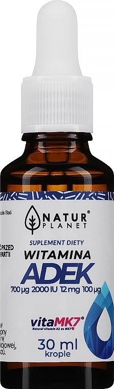 Suplement diety, witamina A+D+E+K - Natur Planet Vitamin A+D+E+K — Zdjęcie N1