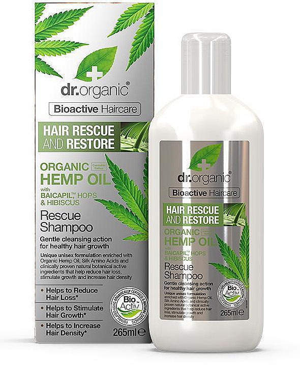 Szampon do włosów z mlekiem konopnym - Dr Organic Bioactive Haircare Hemp Oil Rescue Shampoo — Zdjęcie N1