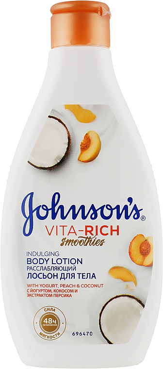 Relaksujący balsam do ciała z jogurtem, kokosem i ekstraktem z brzoskwini - Johnson’s® Vita-rich Indulging Body Lotion