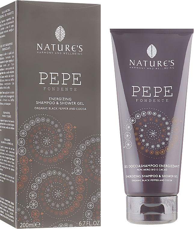 Energetyzujący żel i szampon 2 w 1 - Nature's Dark Pepper Shampoo & Shower Gel — Zdjęcie N1