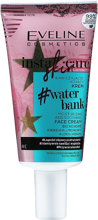 Nawilżająco-kojący krem do twarzy - Eveline Cosmetics Insta Skin Care #Water Bank — фото N2