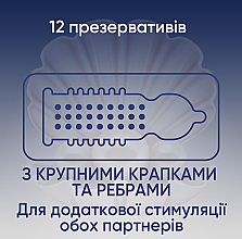 Prezerwatywy lateksowe z silikonowym lubrykantem z dużymi wypustkami, 12 szt. - Contex Extra Sensation — Zdjęcie N2