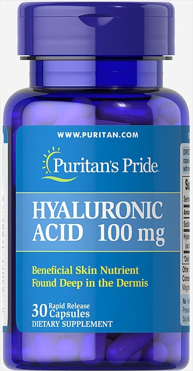 Kwas hialuronowy, 100 mg, kapsułki - Puritan's Pride Hyaluronic Acid 100mg Capsules — Zdjęcie N6