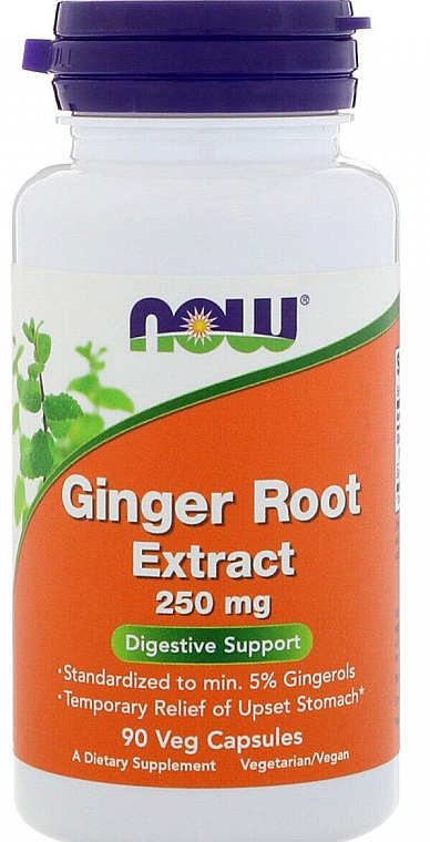 Suplement diety z ekstraktem z korzenia imbiru w kapsułkach, 250 mg - Now Foods Ginger Root Extract 250mg — Zdjęcie N1