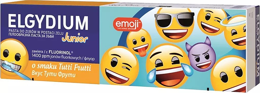 Pasta do zębów dla dzieci 7-12 lat, Tutti Frutti - Elgydium Emoji Junior Tutti Frutti — Zdjęcie N1