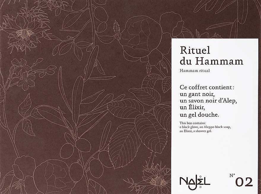 Zestaw do ciała - Najel Rituel du Hammam (soap/180g + b/oil/125ml + sh/gel/500ml + glove) — Zdjęcie N1