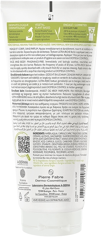 Zmiękczający balsam do ciała - A-Derma Exomega Control Emollient Balm Anti-Scratching — Zdjęcie N2