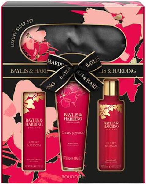 Zestaw - Baylis & Harding Boudoire Cherry Blossom Luxury Beauty Sleep Gift Set (spray/100ml + b/lot/130ml + crystal/150g + acc/1pc) — Zdjęcie N1