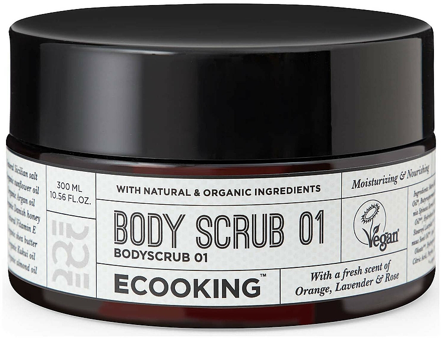 Odżywczy scrub do ciała o zapachu pomarańczy, lawendy i róży - Ecooking Body Scrub 01 — Zdjęcie N1