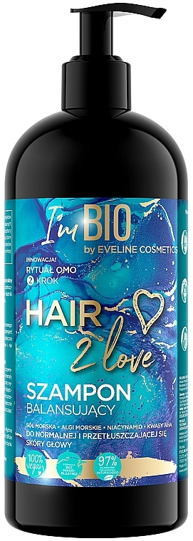 Balansujący szampon do włosów normalnych i przetłuszczających się - Eveline Cosmetics Hair 2 Love