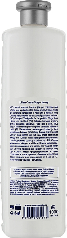 Kremowe mydło w płynie Miód i propolis - Lilien Honey & Propolis Cream Soap (wymienny wkład) — Zdjęcie N2