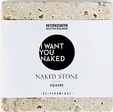 Mydelniczka wykonana z naturalnego kamienia Square - I Want You Naked Stone Soap Holder From Natural — Zdjęcie N1