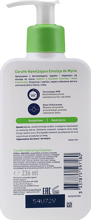 Nawilżająca emulsja do mycia - CeraVe Hydrating Cleanser — Zdjęcie N2
