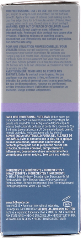 Nawierzchniowy lakier hybrydowy do paznokci - IBD Spa Intense Seal UV No Cleanse Top Coat — Zdjęcie N3