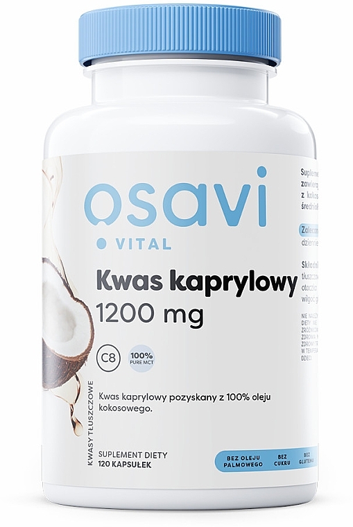 Suplement diety Kwas kaprylowy, 1200 mg - Osavi — Zdjęcie N1