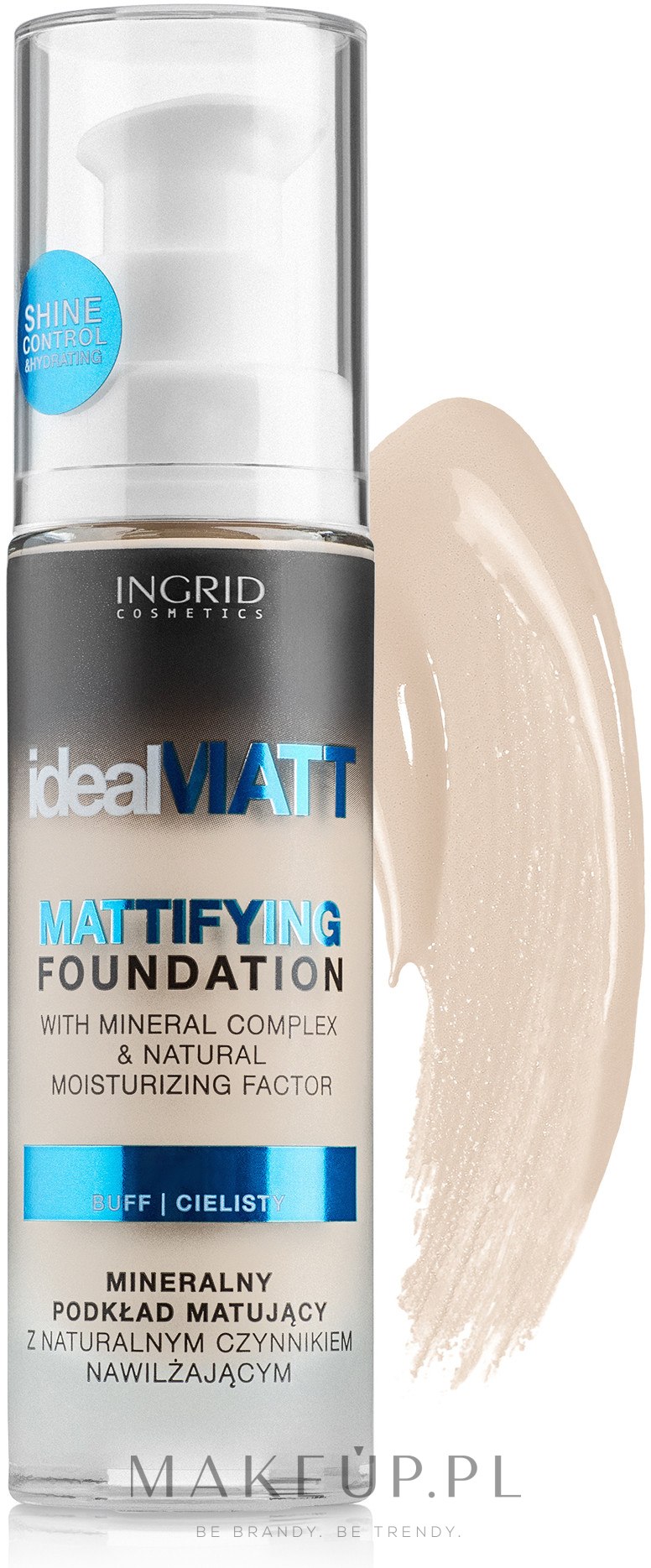 Mineralny podkład matujący z naturalnym czynnikiem nawilżającym - Ingrid Cosmetics Ideal Matt Mattifying Foundation — Zdjęcie 300 - Ivory